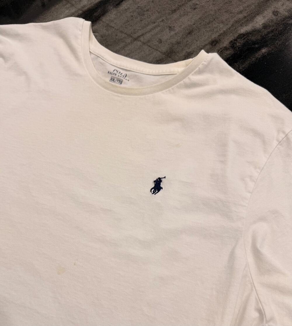 Polo Ralph Lauren Mens XXL White T Shirt Navy Pony Logo Short Sleeve Cotton Tee